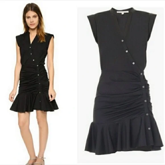Veronica Beard Ruched Dress Black Size 2 - Picture 4 of 5